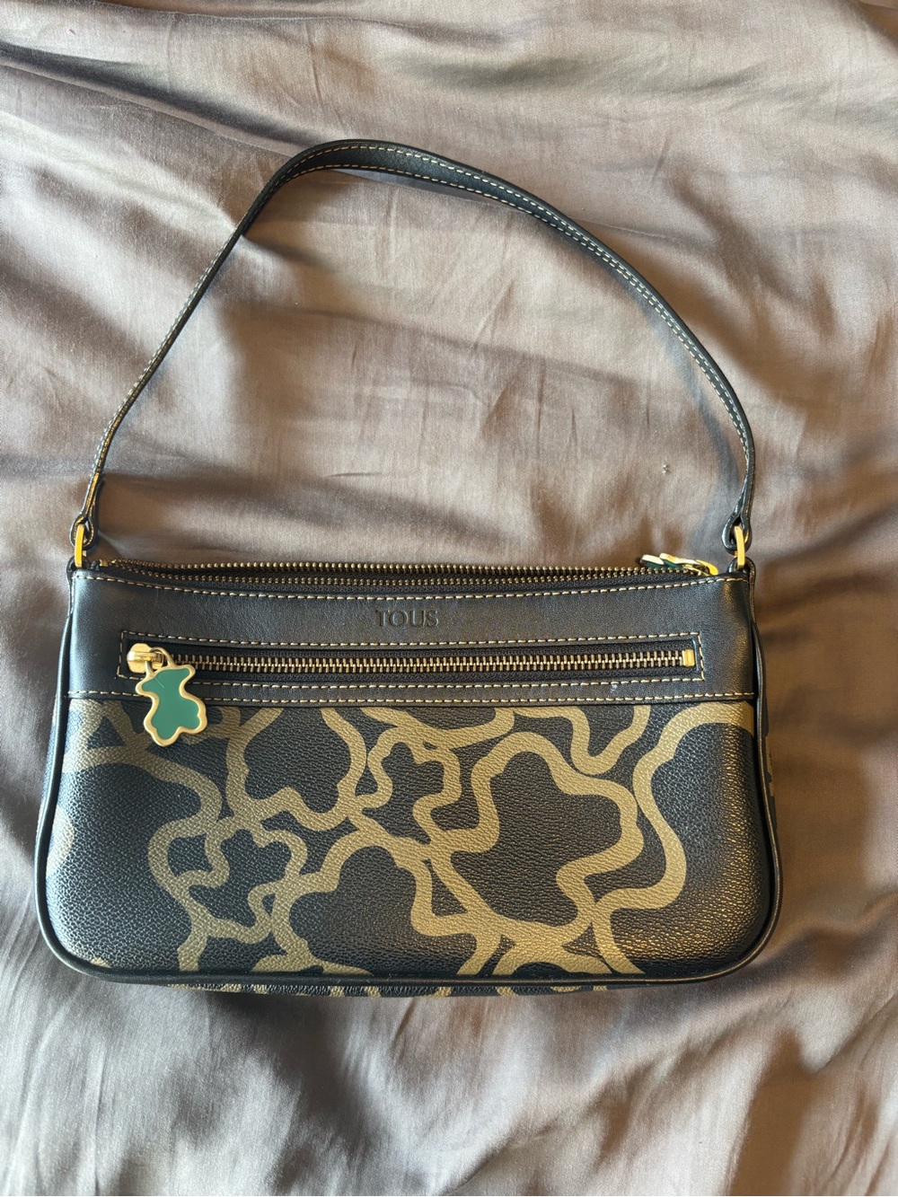 Y2K Vintage Tous Black and Gold Shoulder Bag